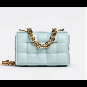 SOLD!!BOTTEGA VENETA Chain Cassette teal washed handbag